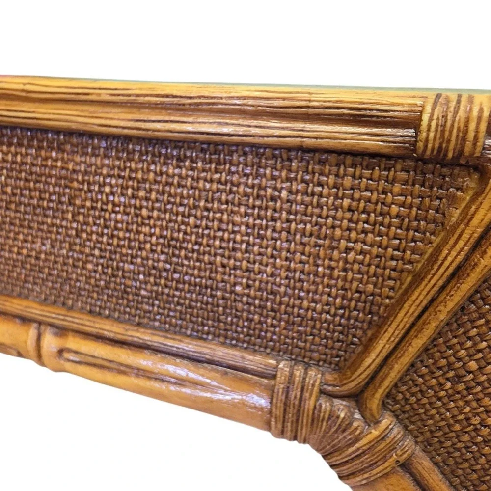 Vintage Faux Bamboo Rattan Wall Mirror MCM 70's Regency Coastal USA